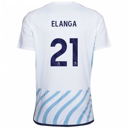 Kandiny Lapset Anthony Elanga #21 Valkoinen Sininen Vieraspaita 2023/24 Lyhythihainen Paita T-Paita
