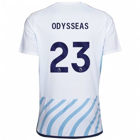 Kandiny Lapset Odysseas Vlachodimos #23 Valkoinen Sininen Vieraspaita 2023/24 Lyhythihainen Paita T-Paita