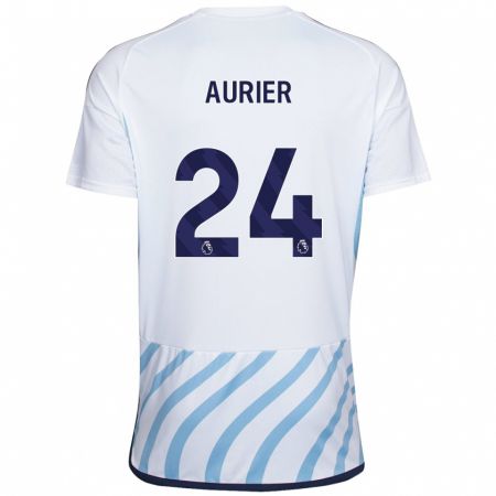 Kandiny Lapset Serge Aurier #24 Valkoinen Sininen Vieraspaita 2023/24 Lyhythihainen Paita T-Paita