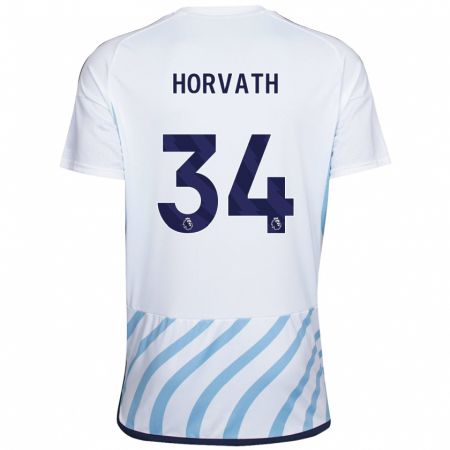 Kandiny Lapset Ethan Horvath #34 Valkoinen Sininen Vieraspaita 2023/24 Lyhythihainen Paita T-Paita