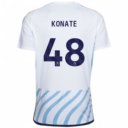 Kandiny Lapset Ateef Konaté #48 Valkoinen Sininen Vieraspaita 2023/24 Lyhythihainen Paita T-Paita