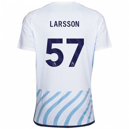 Kandiny Lapset Julian Larsson #57 Valkoinen Sininen Vieraspaita 2023/24 Lyhythihainen Paita T-Paita