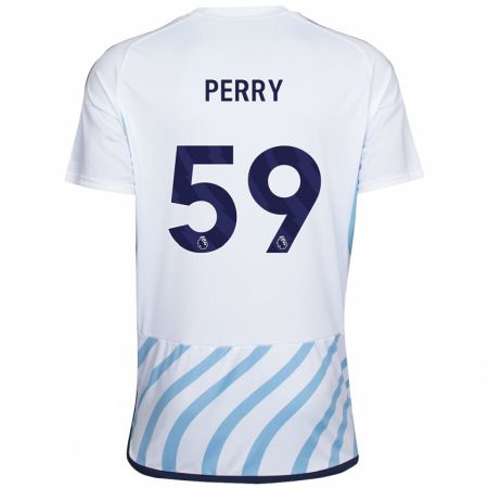 Kandiny Lapset Ben Perry #59 Valkoinen Sininen Vieraspaita 2023/24 Lyhythihainen Paita T-Paita