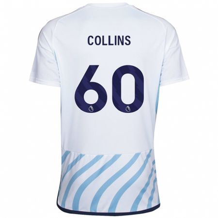 Kandiny Lapset Sam Collins #60 Valkoinen Sininen Vieraspaita 2023/24 Lyhythihainen Paita T-Paita