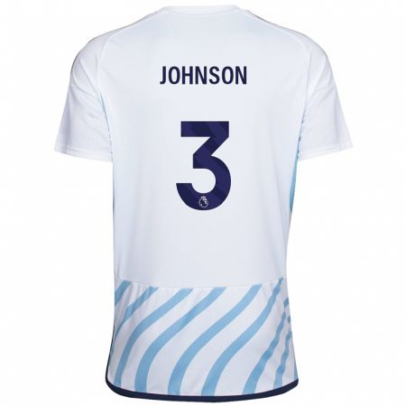 Kandiny Lapset Nat Johnson #3 Valkoinen Sininen Vieraspaita 2023/24 Lyhythihainen Paita T-Paita