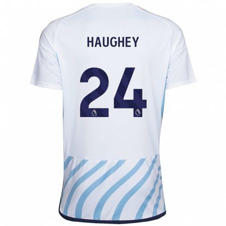 Kandiny Lapset Ella Haughey #24 Valkoinen Sininen Vieraspaita 2023/24 Lyhythihainen Paita T-Paita