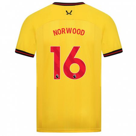 Kandiny Lapset Oliver Norwood #16 Keltainen Vieraspaita 2023/24 Lyhythihainen Paita T-Paita