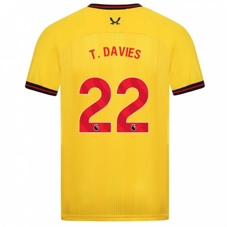 Kandiny Lapset Tom Davies #22 Keltainen Vieraspaita 2023/24 Lyhythihainen Paita T-Paita