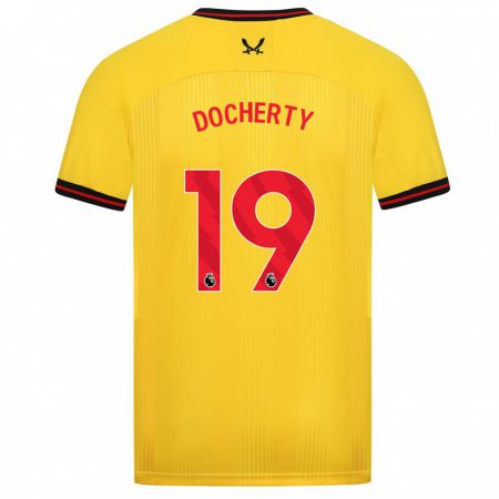 Kandiny Lapset Charley Docherty #19 Keltainen Vieraspaita 2023/24 Lyhythihainen Paita T-Paita