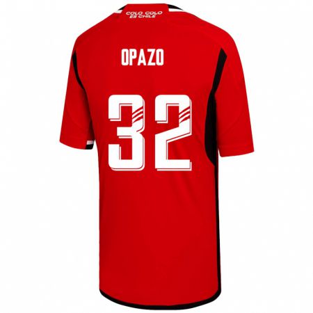 Kandiny Lapset Óscar Opazo #32 Punainen Vieraspaita 2023/24 Lyhythihainen Paita T-Paita