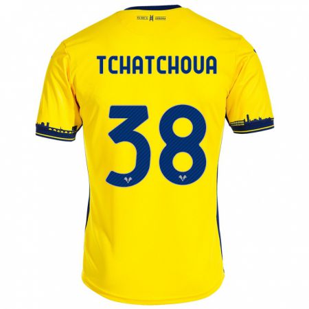 Kandiny Miesten Jackson Tchatchoua #38 Keltainen Vieraspaita 2023/24 Lyhythihainen Paita T-Paita