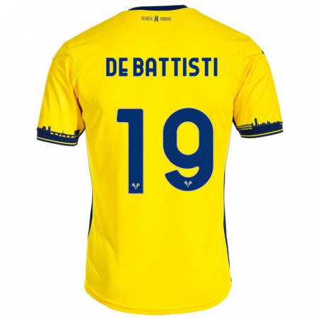 Kandiny Miesten Davide De Battisti #19 Keltainen Vieraspaita 2023/24 Lyhythihainen Paita T-Paita