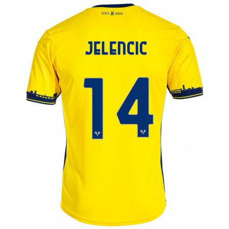 Kandiny Miesten Ana Jelencic #14 Keltainen Vieraspaita 2023/24 Lyhythihainen Paita T-Paita