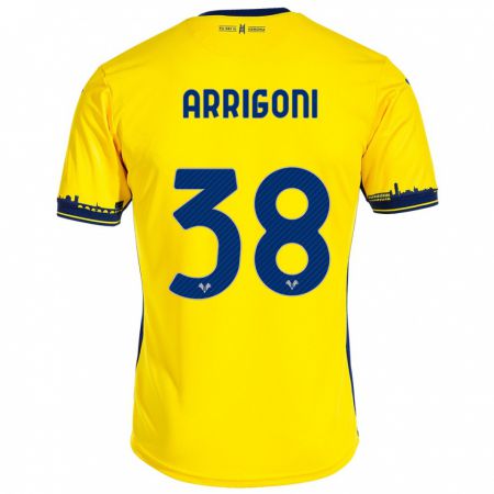 Kandiny Miesten Arrigoni #38 Keltainen Vieraspaita 2023/24 Lyhythihainen Paita T-Paita