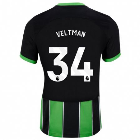 Kandiny Miesten Joël Veltman #34 Musta Vihreä Vieraspaita 2023/24 Lyhythihainen Paita T-Paita