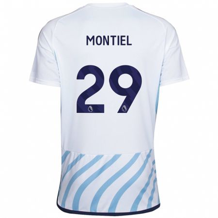 Kandiny Miesten Gonzalo Montiel #29 Valkoinen Sininen Vieraspaita 2023/24 Lyhythihainen Paita T-Paita