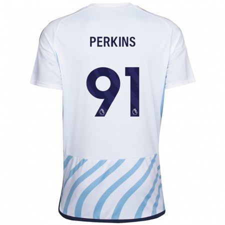 Kandiny Miesten Jack Perkins #91 Valkoinen Sininen Vieraspaita 2023/24 Lyhythihainen Paita T-Paita