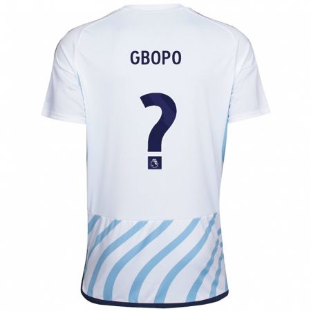 Kandiny Miesten Tony Gbopo #0 Valkoinen Sininen Vieraspaita 2023/24 Lyhythihainen Paita T-Paita