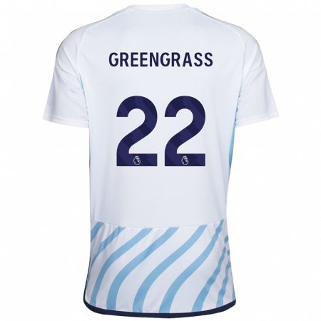 Kandiny Miesten Charlotte Greengrass #22 Valkoinen Sininen Vieraspaita 2023/24 Lyhythihainen Paita T-Paita