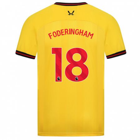 Kandiny Miesten Wes Foderingham #18 Keltainen Vieraspaita 2023/24 Lyhythihainen Paita T-Paita