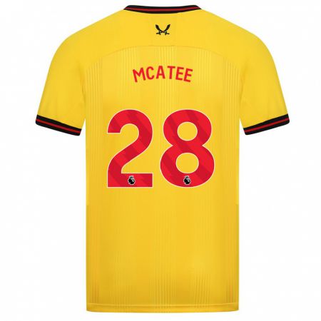 Kandiny Miesten James Mcatee #28 Keltainen Vieraspaita 2023/24 Lyhythihainen Paita T-Paita