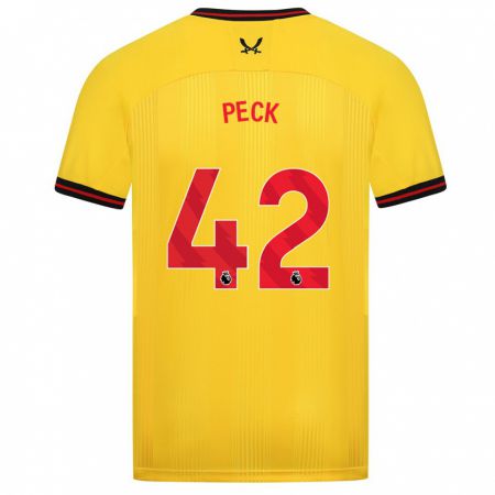 Kandiny Miesten Sydie Peck #42 Keltainen Vieraspaita 2023/24 Lyhythihainen Paita T-Paita