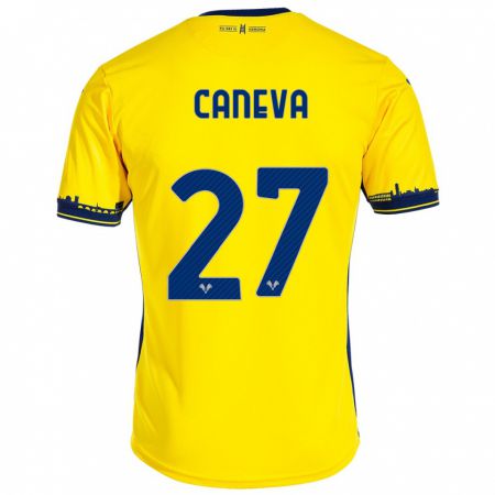 Kandiny Naisten Elia Caneva #27 Keltainen Vieraspaita 2023/24 Lyhythihainen Paita T-Paita