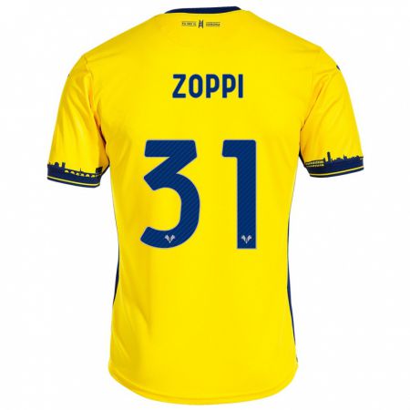 Kandiny Naisten Sofia Zoppi #31 Keltainen Vieraspaita 2023/24 Lyhythihainen Paita T-Paita