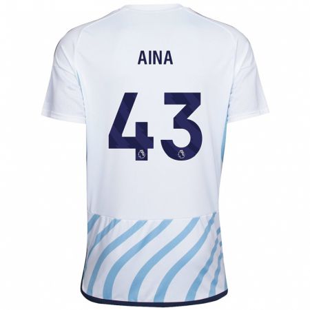Kandiny Naisten Ola Aina #43 Valkoinen Sininen Vieraspaita 2023/24 Lyhythihainen Paita T-Paita