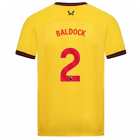 Kandiny Naisten George Baldock #2 Keltainen Vieraspaita 2023/24 Lyhythihainen Paita T-Paita