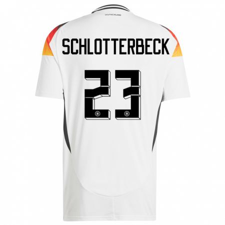 Kandiny Lapset Saksa Nico Schlotterbeck #23 Valkoinen Kotipaita 24-26 Lyhythihainen Paita T-Paita
