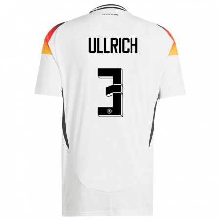 Kandiny Lapset Saksa Lukas Ullrich #3 Valkoinen Kotipaita 24-26 Lyhythihainen Paita T-Paita