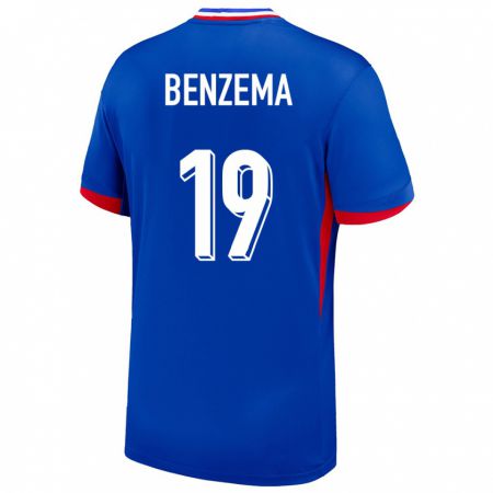 Kandiny Lapset Ranska Karim Benzema #19 Sininen Kotipaita 24-26 Lyhythihainen Paita T-Paita