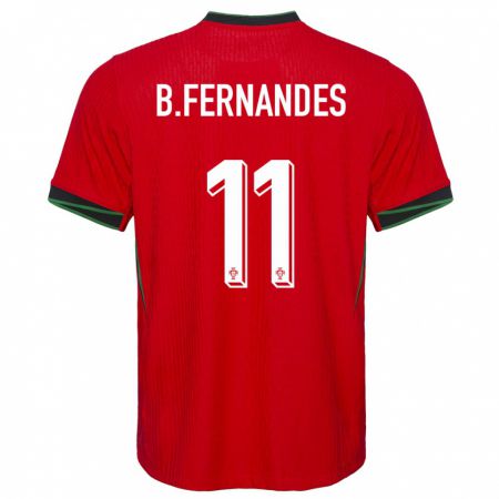 Kandiny Lapset Portugali Bruno Fernandes #11 Punainen Kotipaita 24-26 Lyhythihainen Paita T-Paita
