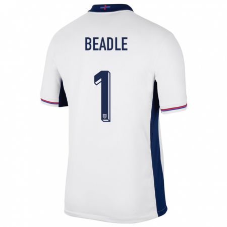 Kandiny Lapset Englanti James Beadle #1 Valkoinen Kotipaita 24-26 Lyhythihainen Paita T-Paita