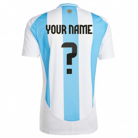 Kandiny Lapset Argentiina Nimesi #0 Valkoinen Sininen Kotipaita 24-26 Lyhythihainen Paita T-Paita