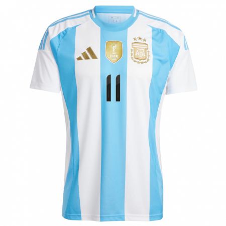 Kandiny Lapset Argentiina Angel Di Maria #11 Valkoinen Sininen Kotipaita 24-26 Lyhythihainen Paita T-Paita