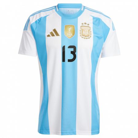 Kandiny Lapset Argentiina Cristian Romero #13 Valkoinen Sininen Kotipaita 24-26 Lyhythihainen Paita T-Paita