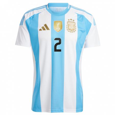 Kandiny Lapset Argentiina Leandro Figueredo #2 Valkoinen Sininen Kotipaita 24-26 Lyhythihainen Paita T-Paita