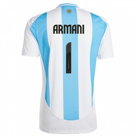 Kandiny Lapset Argentiina Franco Armani #1 Valkoinen Sininen Kotipaita 24-26 Lyhythihainen Paita T-Paita