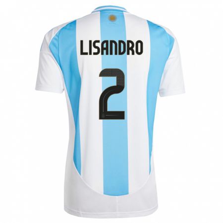 Kandiny Lapset Argentiina Lisandro Martinez #2 Valkoinen Sininen Kotipaita 24-26 Lyhythihainen Paita T-Paita