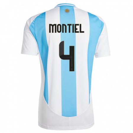 Kandiny Lapset Argentiina Gonzalo Montiel #4 Valkoinen Sininen Kotipaita 24-26 Lyhythihainen Paita T-Paita