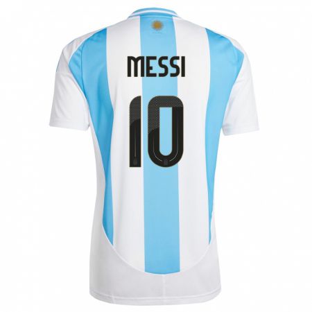Kandiny Lapset Argentiina Lionel Messi #10 Valkoinen Sininen Kotipaita 24-26 Lyhythihainen Paita T-Paita