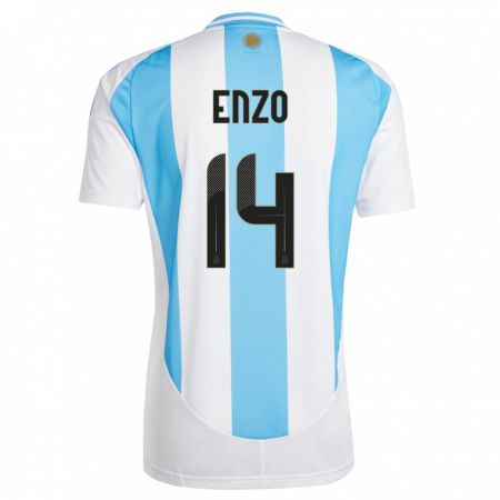 Kandiny Lapset Argentiina Enzo Fernandez #14 Valkoinen Sininen Kotipaita 24-26 Lyhythihainen Paita T-Paita