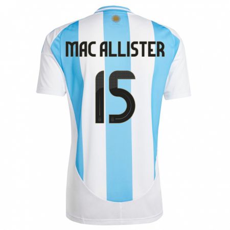 Kandiny Lapset Argentiina Alexis Mac Allister #15 Valkoinen Sininen Kotipaita 24-26 Lyhythihainen Paita T-Paita