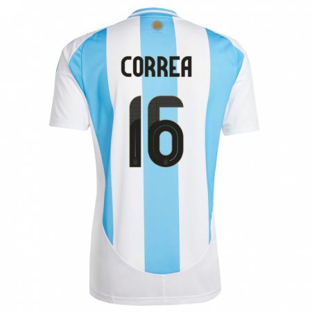 Kandiny Lapset Argentiina Angel Correa #16 Valkoinen Sininen Kotipaita 24-26 Lyhythihainen Paita T-Paita