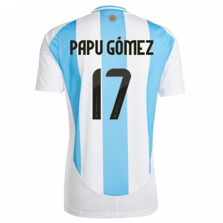Kandiny Lapset Argentiina Papu Gomez #17 Valkoinen Sininen Kotipaita 24-26 Lyhythihainen Paita T-Paita