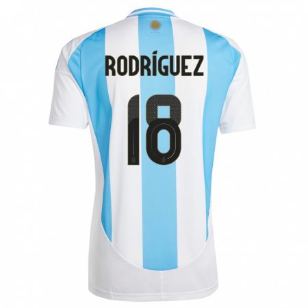 Kandiny Lapset Argentiina Guido Rodriguez #18 Valkoinen Sininen Kotipaita 24-26 Lyhythihainen Paita T-Paita