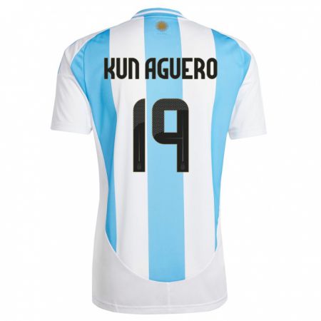 Kandiny Lapset Argentiina Sergio Aguero #19 Valkoinen Sininen Kotipaita 24-26 Lyhythihainen Paita T-Paita