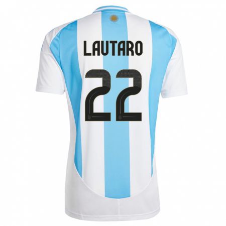 Kandiny Lapset Argentiina Lautaro Martinez #22 Valkoinen Sininen Kotipaita 24-26 Lyhythihainen Paita T-Paita